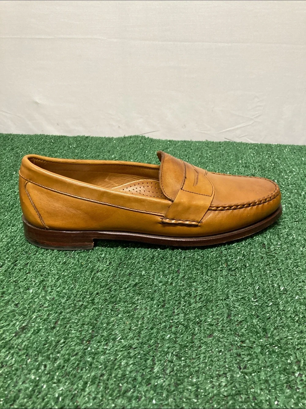 Men's Allen Edmonds Tan Leather Cavanaugh Penny Loafers sz 11.5 (OKPM-09-027)